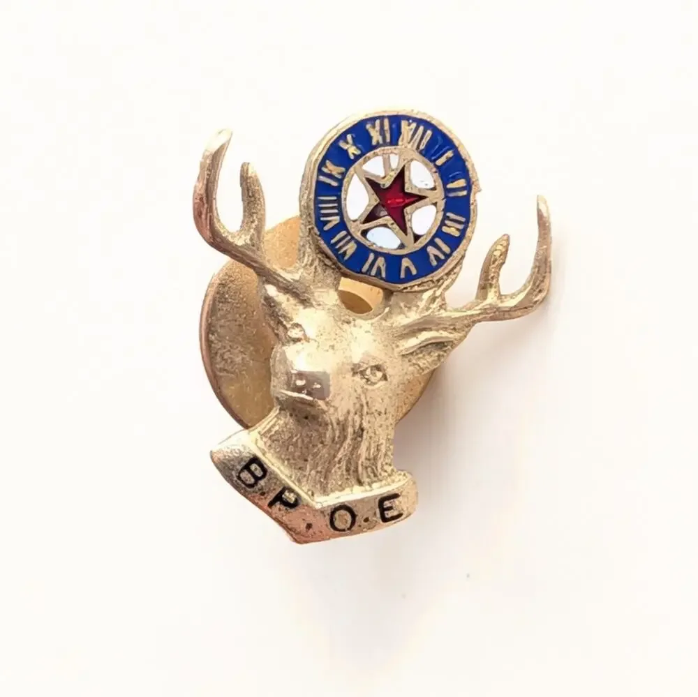 Vintage Estate Gold Tone BPOE Elks Club Badge Collectible Members Lapel Pin
